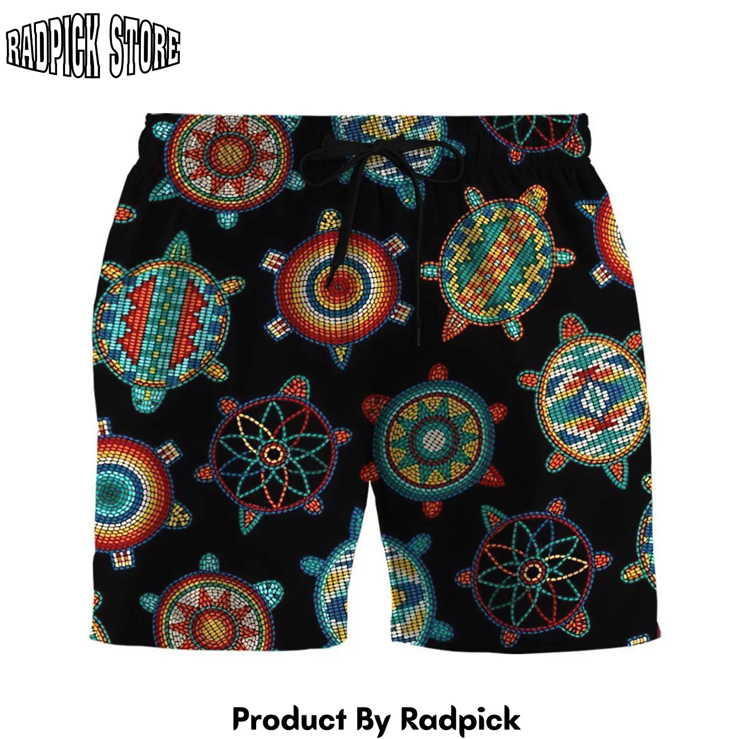 Radpick 3d native american turtles southwest custom beach shorts swim trunks rp631319